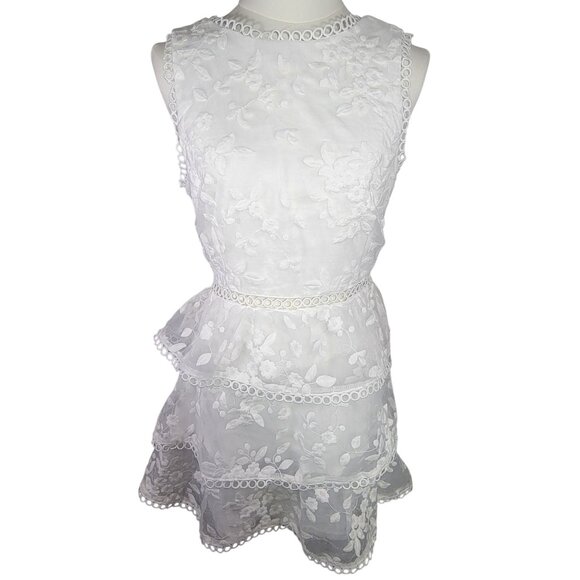 Lulus White Look So Sweet White Embroidered Lace Mini Dress Size S - Picture 1 of 8